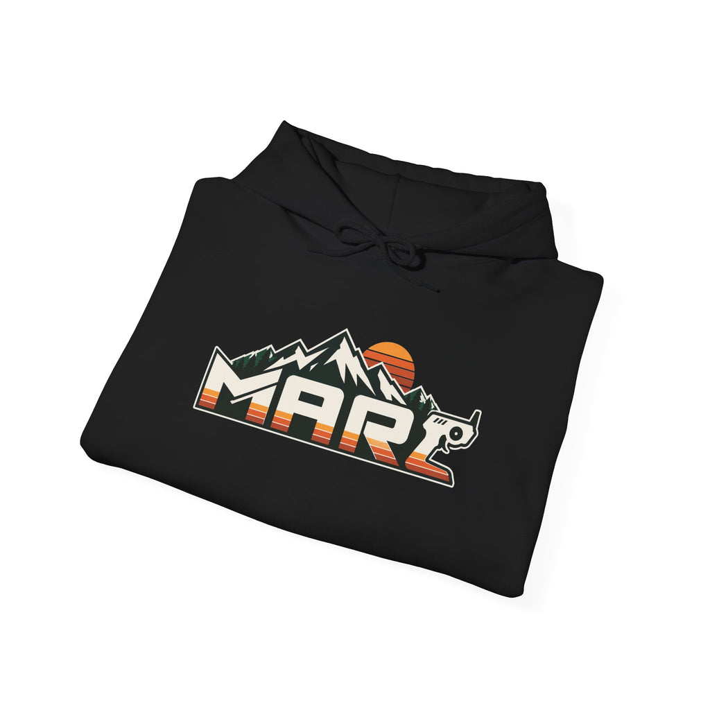 Mars Mountain Logo Hoodie — Retro Sunset Adventure Pullover