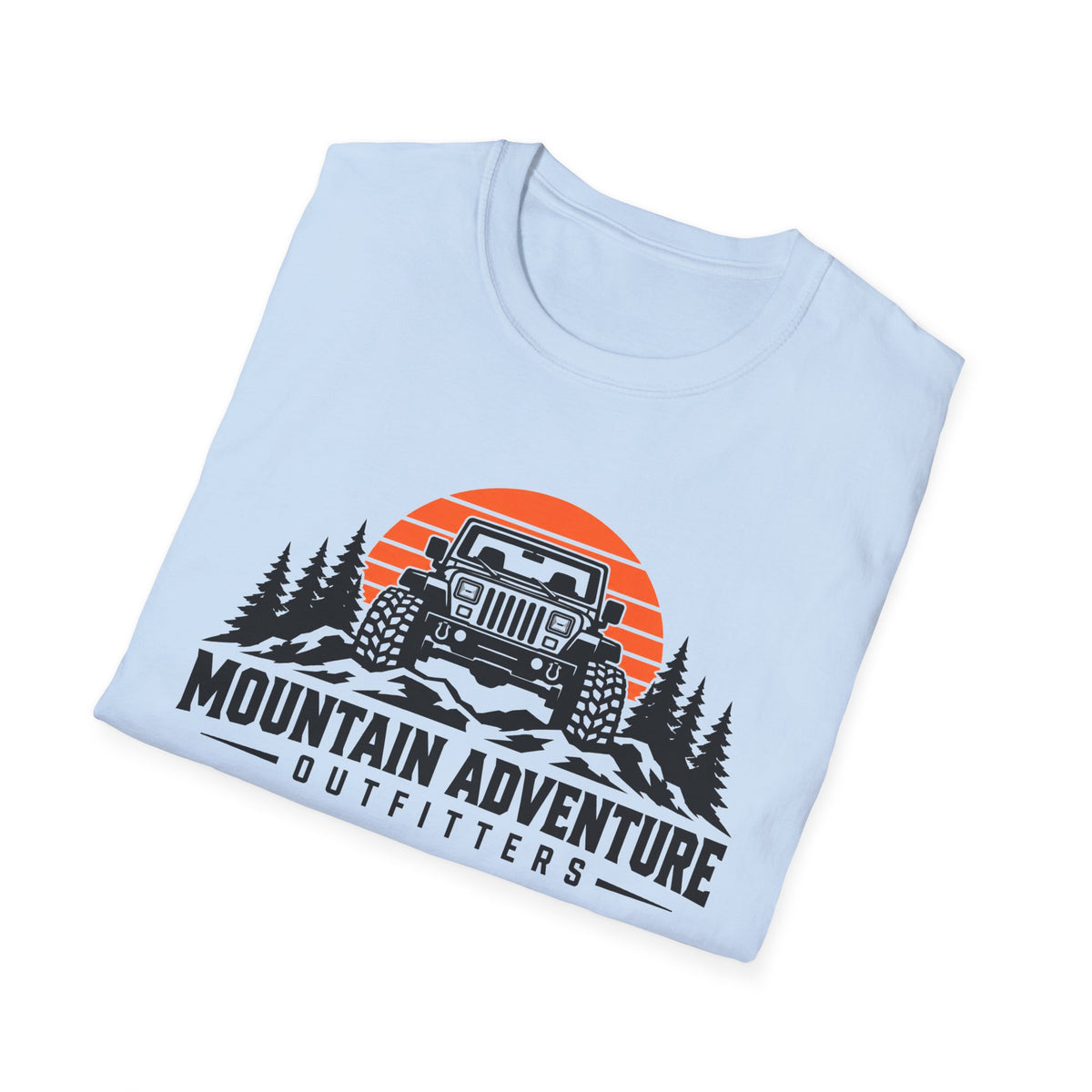 Mountain Adventure T-Shirt – 'Mountain Adventure Outfitters' Jeep Sunset Graphic