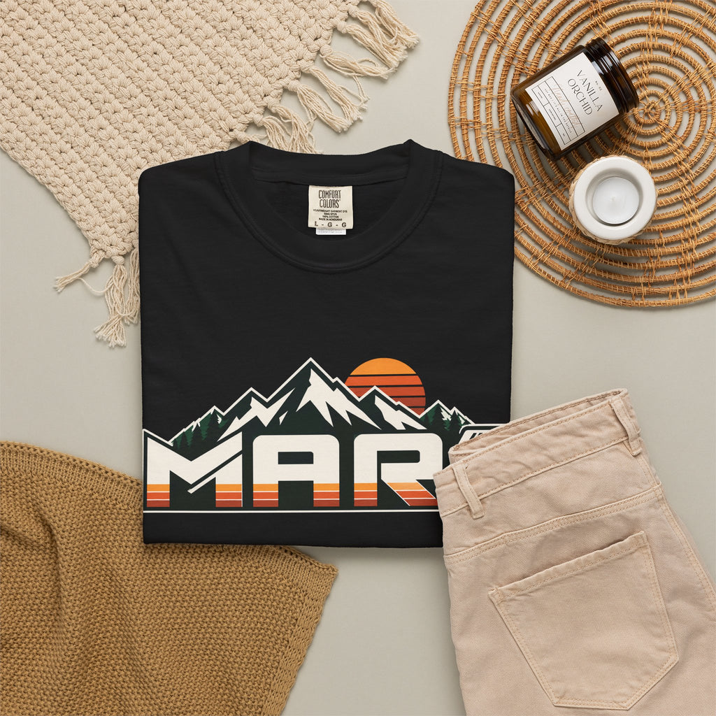 Mars Mountain Retro T-Shirt — Vintage Space Sunset Graphic Tee