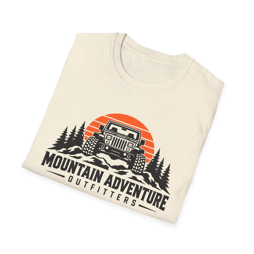 Mountain Adventure T-Shirt – 'Mountain Adventure Outfitters' Jeep Sunset Graphic